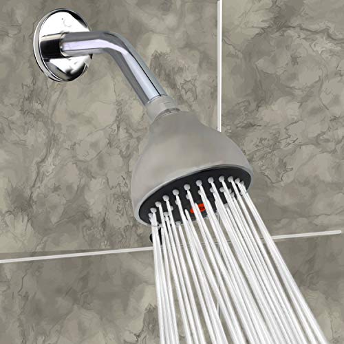 YOO.MEE High Pressure Fixed Shower Head, 3-Spray, Brushed Nickel | Fits Low-pressure Condition, Increase Showering Pressure, Wall Mount Installation