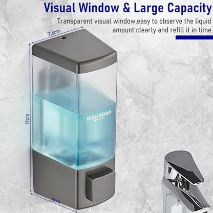 Pollock Shampoo and Conditioner Dispenser 1 Chamber * 500ML | Shower Soap Dispenser Wall Mounted, Body Wash Dispenser No Drill, Refillable Shower Dispenser for Bathroom - color: Blk-zt-53-gun1