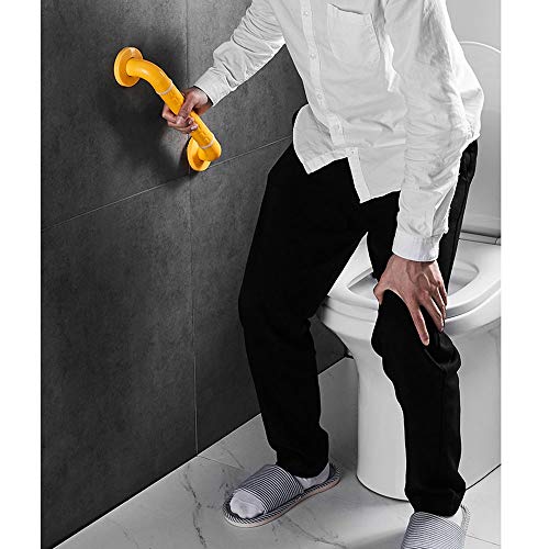 Bathroom Grab Bar Safety Support Rail, Elderly Freestanding Toilet Nylon Bars,Stainless Steel Bar,Children Bathing Handle,Anti-Slip - color: Yellow, size: 40cm