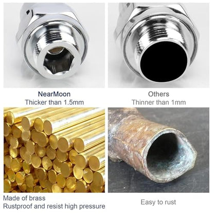 Brass Shower Head Swivel Ball Joint Adapter, Adjustable Shower Arm Connector for Angles Customization, Rustproof Extender Valve Replacement, 1.89-Inch