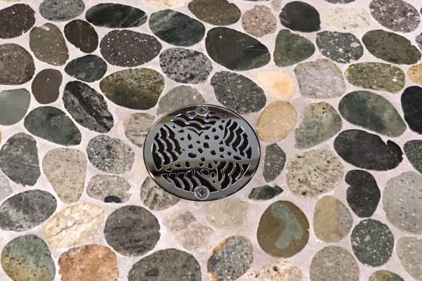 3.25" Round Shower Drain Cover – Starfish Design – 304 Stainless Steel – Fits Oatey, Sioux Chief, AB&A