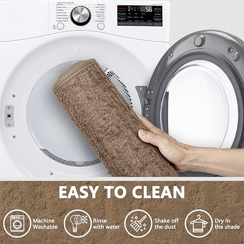 Bathroom Mat Quick Dry Low Profile Washable Bathroom Rugs | Non Slip Bath Rugs Ultra Thin Bath Mat Fit Under Door, Coffee, 17" × 32" - color: Coffee, size: Medium(17"x 32")