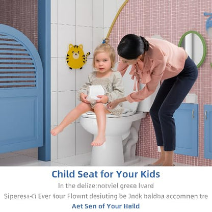 Elongated Toilet Seat 19 Inch with Soft Close Lid, Quick Release for Easy Cleaning, Closed Front Oval Design, Grip-Tight Bumpers, Quick Attach Hardware Included, Fits Most Elongated Toilets, White