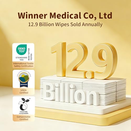 Winner Baby Dry Wipes, 100% Cotton, 600 Count (Pack of 6) | Soft and Gentle, Hypoallergenic, Unscented, Wet or Dry Use, Diaper Changes, Mealtime Cleanup - size: 100 Count (Pack of 6)