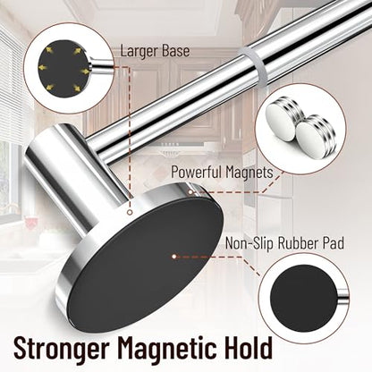 Magnetic Towel Bar, Adjustable Towel Rod, Chrome, 1 Pack | Larger Magnetic Base, Non-Slip, Hidden Magnet, 304 Stainless Steel Magnetic Towel Holder for Refrigerator, Dishwasher, Oven - color: Magnetic–chrome