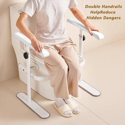 Toilet Safety Rails,Toilet Assistance Handles Safety Frames,Free Standing Adjustable Height Width Toilet Safety Frame Portable and Space-Saving