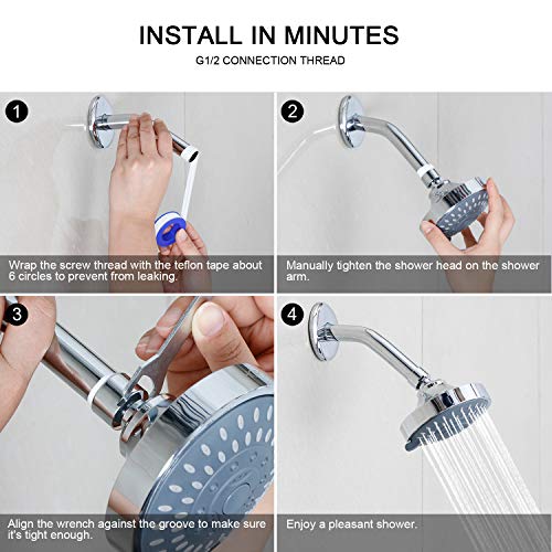 High Pressure Shower Head, HOPOPRO 5-Mode Fixed Showerhead, NBC Recommended | The Washington Post, NBC News, Today TV Show Recommended, Consumer Reports Tested High Flow Fixed Shower Head (4 Inch Black) - color: Matte Black, style: 4 Inch Modern