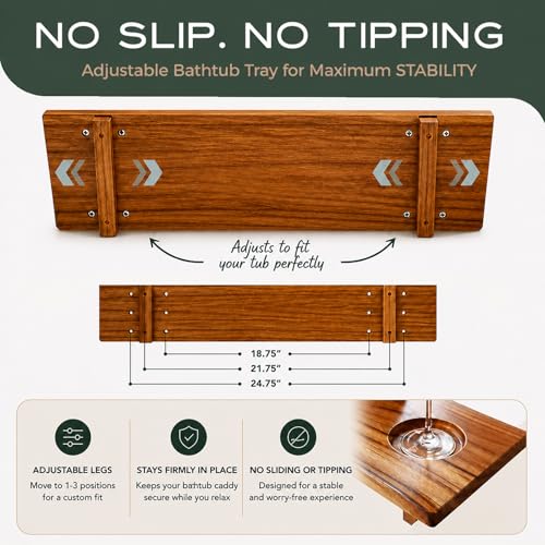 Fjord 29" Premium Teak Bathtub Tray for Small & Standard Tubs - size: Short (29 in)