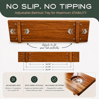 Fjord 29" Premium Teak Bathtub Tray for Small & Standard Tubs - size: Short (29 in)