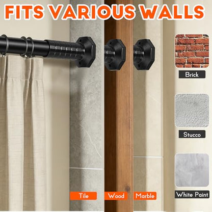 Tension Shower Curtain Rod, No Drilling, Adjustable 45-86 In, Black | 1.26" Diameter Heavy Duty Tension Rod, Easy Install, Rustproof, Tool-Free, for Bathroom Window Living Room Divider Closet - color: Black, size: 45-86"