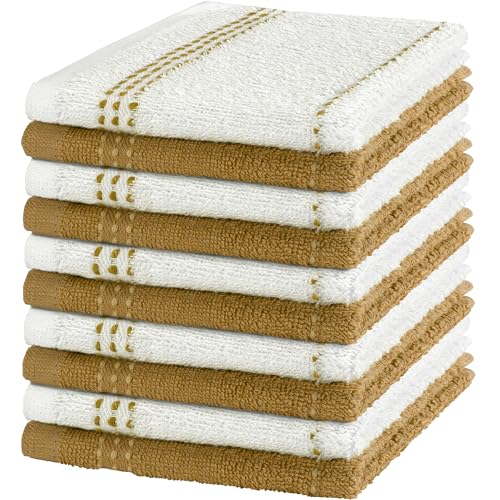 100% Cotton Washcloths 12x12 in, Blue Set (10 Pack) - color: Blue