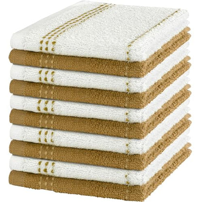 100% Cotton Washcloths 12x12 in, Capuccino Set (10 Pack) - color: Capuccino