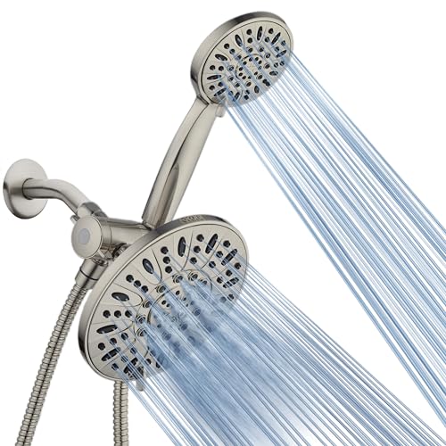 AquaDance 7" Premium High Pressure 3-way Rain & Handheld Shower Head Combo | Enjoy Dual 6-Setting Luxury Shower Heads Separately or Together for the Best of Both Worlds! Stainless Steel Hose - Nickel - color: Brushed Nickel, style: 2.5 Gallons Per Minute