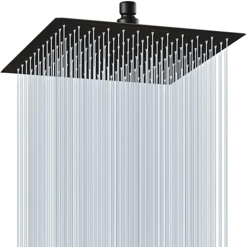 Midanya Square Rain Shower Head,High Pressure,Oil Rubbed Bronze 12 Inch | 360°Swivel,Ceiling or Wall Mount,Waterfall Full Body Coverage,Bathroom Remodel,Stainless Steel Large Rainfall Shower Head - color: Bronze, size: 12 Inch