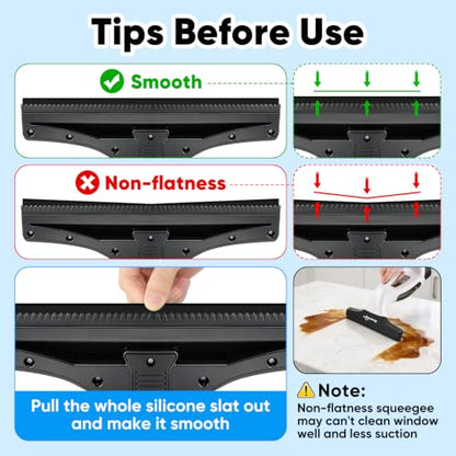 Cordless Window Vacuum Squeegee, 4000mAh Electric Window Cleaner Tool, Window Cleaning Kit with Shower Squeegee & Extension Pole for Shower Glass, Mirror, Door, Car