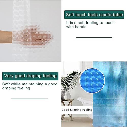 EVA Blue Shower Curtain Liner, 3D Plastic 5G Shower Liner with 12 Rustproof Metal Grommets and Weighted Magnets, Waterproof Duty for Bathroom 72 x 72 - color: Square-blue