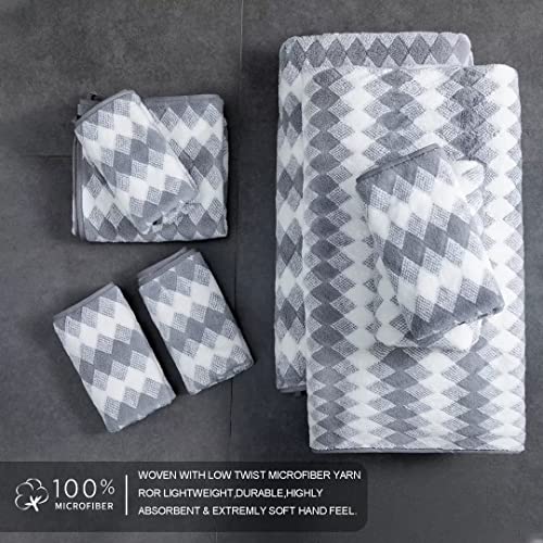 Gray Hand Towels Set 2 Pack-16“x31” Ultra Soft Microfibers Bathroom Towel Set Highly Absorbent Quick Dry Luxury Premium Towel Lightweight Cozy Durable Hand Towel Collection Hotel Spa Gym Kitchen - color: Diamond Gray, size: 2 Pack Hand Towels
