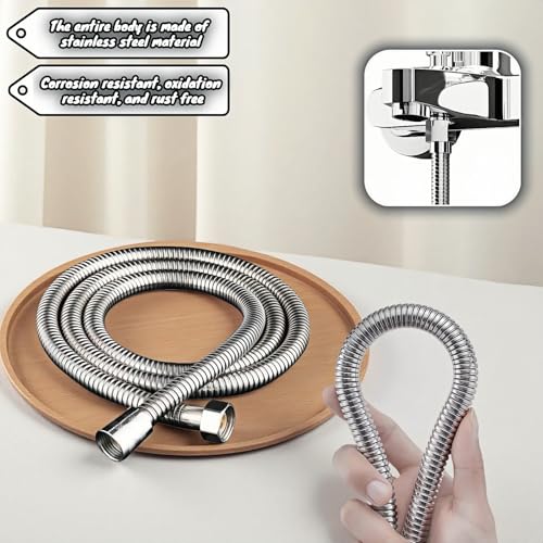 98" Extra Long Shower Hose, 304 Stainless Steel, Leak-Proof & Tangle-Free, Easy Install, Fits Most Showers, Chrome (98.0, Inches)