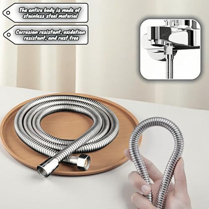 98" Extra Long Shower Hose, 304 Stainless Steel, Leak-Proof & Tangle-Free, Easy Install, Fits Most Showers, Chrome (98.0, Inches)
