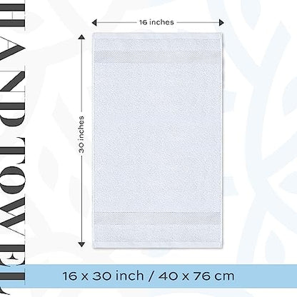 White Classic 2 Luxury White Bath Sheet Towels 35 x 70, 6 Hand Towels 16 x 30 and 12 Washcloths 13 x 13 | Cotton, Highly Absorbent and Quick Dry for Hotels, Spa and Bathroom