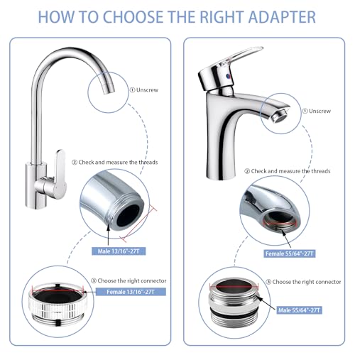 12 pcs Faucet Adapter Kit, CNYMANY Kitchen Aerator Adapter Set Male Female Sink Faucet Adapter Connecting Garden Hose Water Filter Standard Hose via Diverter