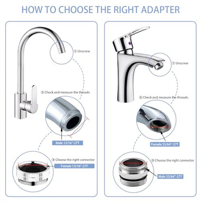12 pcs Faucet Adapter Kit, CNYMANY Kitchen Aerator Adapter Set Male Female Sink Faucet Adapter Connecting Garden Hose Water Filter Standard Hose via Diverter