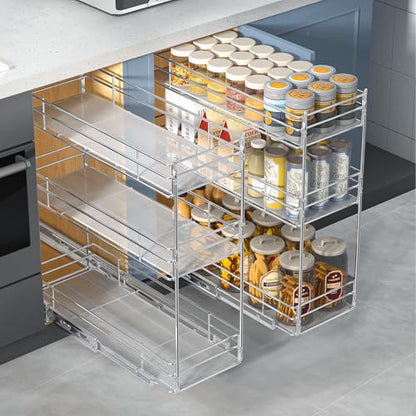 Pull Out Spice Rack Cabinet Organizer (6" W X 20½" D),3 Tier Slide Out Drawer for Narrow Cabinet, Pull Out Shelves Under Cabinet Storage for Kitchen - size: 6" W x 20½" D,3 Tier