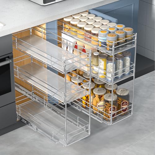 Pull Out Spice Rack Cabinet Organizer (7" W X 20½" D),3 Tier Slide Out Drawer for Narrow Cabinet, Pull Out Shelves Under Cabinet Storage for Kitchen - size: 7" W x 20½" D,3 Tier