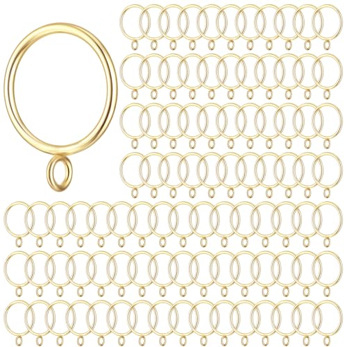 Maitys 100 Pcs Metal Curtain Rings with Eyelet 1.5-inch Inner Diameter Eyelet Curtain Rings for Drapery Clips Hooks for Sliding Window Bathroom Door Shower Rod (Gold) - color: Gold