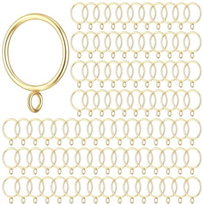 Maitys 100 Pcs Metal Curtain Rings with Eyelet 1.5-inch Inner Diameter Eyelet Curtain Rings for Drapery Clips Hooks for Sliding Window Bathroom Door Shower Rod (Gold) - color: Gold