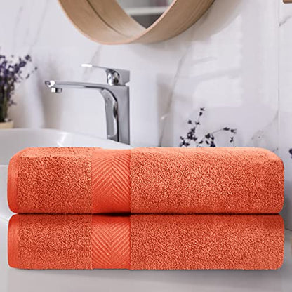 Zero-Twist Towel Collection, Luxurious Cotton Oversized Bath Sheet Towel, 34" x 68", 2-Pieces, Absorbent and Fast-Drying, Solid, Brick Red - color: Brick Red, size: Bath Sheet 2-Pack