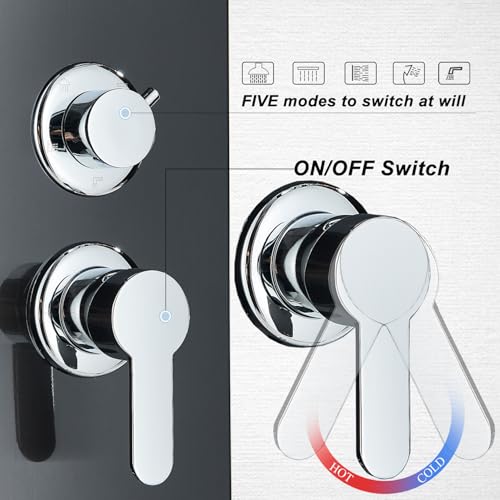 Shower Panel Wall Mount Shower Tower with LED Shower Head System Full Body Shower Jets Contemporary Shower Panels Stainless Steel Shower Faucet Set Matte Black