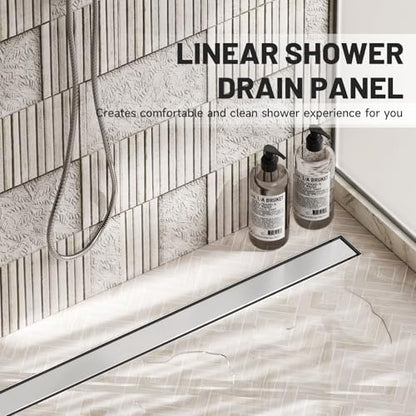 Brushed Nickel Linear Shower Drain,36 inch with Insert Grate | Stainless Steel,Durable Construction,Blocks Insects and Odors,Rapid Drainage,Avoid Standing Shower Water,Easy Clean for Hair - size: 36 Inch