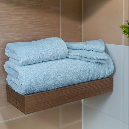8 Piece Towel Set, 2 XL Bath, 2 Hand, 4 Washcloth, Sky Blue | 100% Cotton, Lighter Weight, Quicker to Dry, Super Absorbent, Perfect for Bathroom - color: Sky Blue