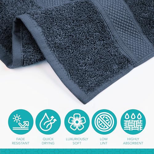 Pleasant Home Bath Towels Set of 6 (24” x 50”) 100% Cotton, Navy | 515 GSM | Lightweight, Soft & Highly Absorbent Luxury Towels for Bathroom | for Gym, Pool & Spa - color: Navy