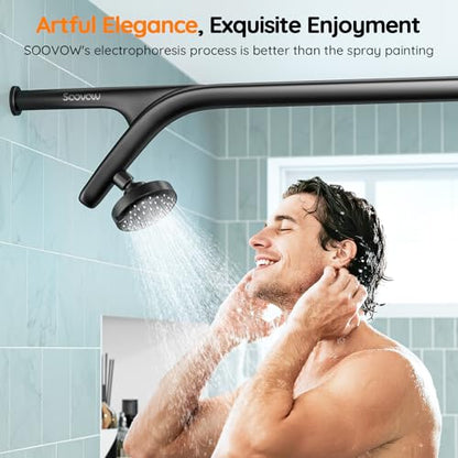 Dual Shower Head System- Double Showerheads for Couples - Black | Two People 2 Person Gifts for Women Men - Thicker 304 Stainless Steel, High Pressure, Adjustable, Bathroom Upgrade, SPA-Like - color: Black