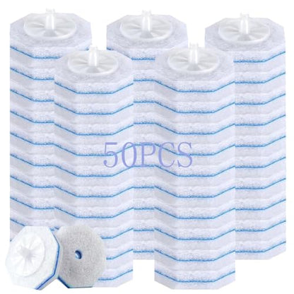 50 Count disposable Toilet Brush Replacement Heads, 3-Layer Thick Sponge Refills for Deep Cleaning, Fits Toilets, Bathtubs & Sinks