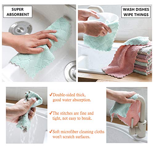 Hypermotion Microfiber Cleaning Cloth, Kitchen Towels, Double-Sided Microfiber Towel Lint Free Highly Absorbent Multi-Purpose Dust and Dirty Cleaning Supplies for Kitchen Car Cleaning. Pack of 12 - color: Green