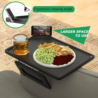 Smatdecis Couch Arm Tray Table Sofa Arm Clip Table, Armrest Tray Table Suitable for Home Drinks/Fast Food/Fruit Etc, Large Size Multi-Function Black - color: Black, size: 13" x 9.4"(Classic)
