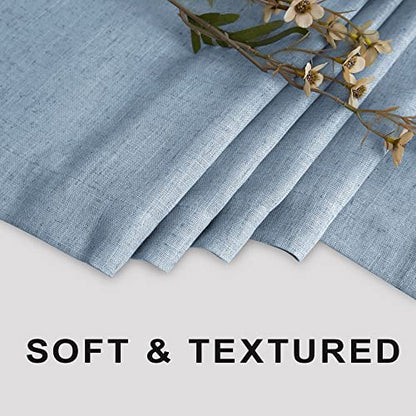 KOUFALL Grey Blue Shower Curtains for Bathroom Linen Fabric Stall Size Small Shower Curtain Liner with Hooks 36x72 Inch - color: Stone Blue, size: 36"W x 72"L (Pack of 1)