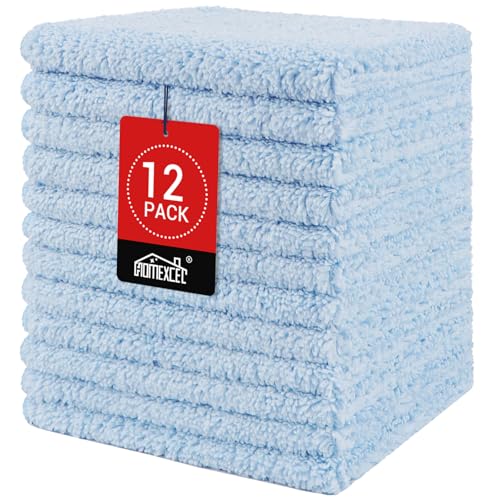 HOMEXCEL Washcloths 12PK, Ultra Soft&Highly Absorbent Face Towels, 12X12 in | Multi-Purpose Towels, Microfiber Wash Cloths for Bathroom, Hotel, Spa, Gym, and Kitchen, Machine Washable, Blue - color: Blue