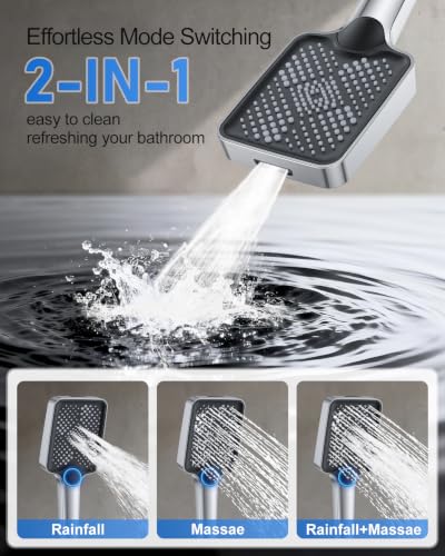 Woindo 4 Function Shower Faucet Set 12" Rain Shower Head/6'' Side Shower Head and 3 Setting Handheld Ceiling Mount Push Button Diverter Complete Rainfall Round Shower System Included Valve Trim Kit - color: Chrome Polished, style: 4-Function-Ceiling
