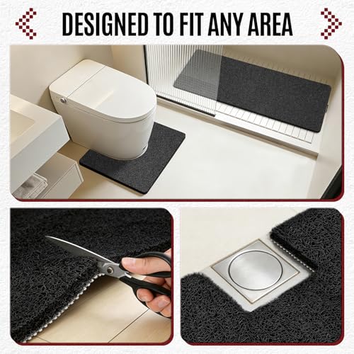 47 * 16in Shower Mat Bathtub Mat Non Slip | Bathmats Non Slip, Quick Drying Foot Scrubber Loofah Mats for Inside Shower, Tub, Bathroom, Home, Black - color: Black, size: 47" x 16" (Rectangular)