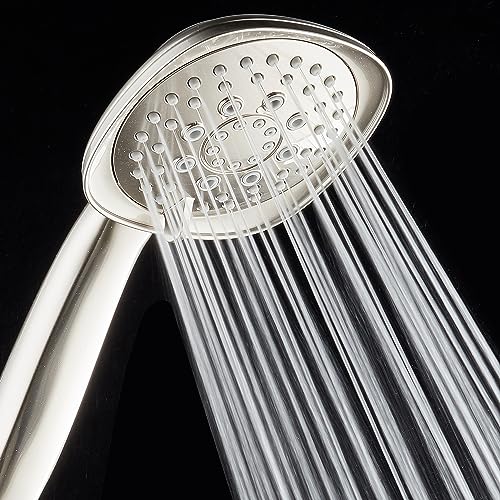 AquaDance, Satin Nickel Luxury Square 6-setting High-Pressure Hand Extra-Long 72" Stainless Steel Hose, Bracket, Solid Brass Fittings, Finish. Premium Handheld Shower Head from Top American - color: Satin Nickel