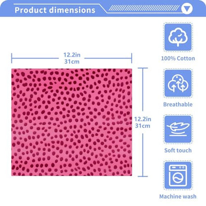 Kigai Pink Leopard Print Washcloths, Soft and Absorbent Cotton Towel, 2 Pack 12 X 12 Inches Premium Quick Dry Face Towel