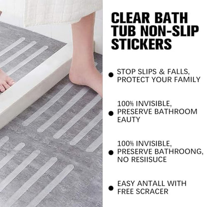 24 Pcs Clear Anti Slip Shower Stickers, Bathtub Safety Strips, Non Slip Bathroom Tape - color: Clear