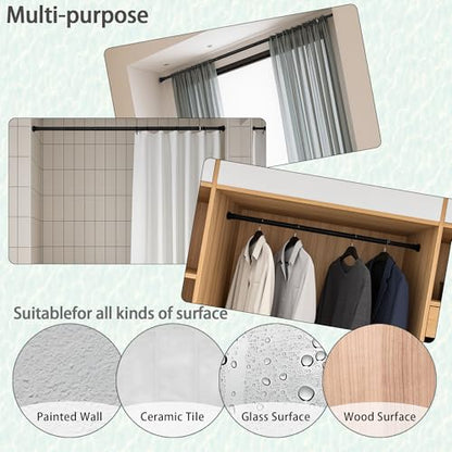 Black shower curtain rod, adjustable spring tension stainless steel telescopic rod, 31.5 to 80 inches, 1-inch diameter, easy to install,No Drill，No Rust (31.5-42.5 inch) - size: 31.5-42.5 inch