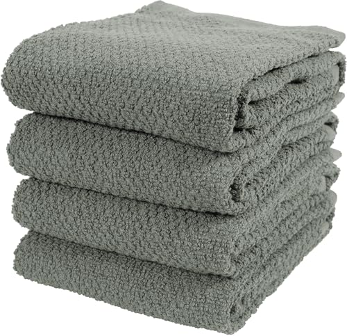 KAF Home Set of 4 Deluxe Popcorn Terry Kitchen Towels | 20 x 30 Inches | 100% Cotton Kitchen Dish Towels (Agave Geen) - color: Agave Geen