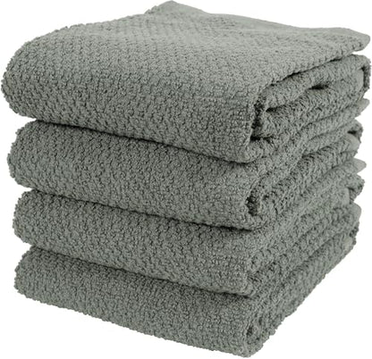 KAF Home Set of 4 Deluxe Popcorn Terry Kitchen Towels | 20 x 30 Inches | 100% Cotton Kitchen Dish Towels (Agave Geen) - color: Agave Geen