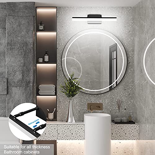 Aipsun 19.7 inch Modern Black Vanity Light Adjustable LED Bathroom Light Fixture Over Mirror Rotatable Vanity Lighting 5500K - color: Black, size: 19.7 in